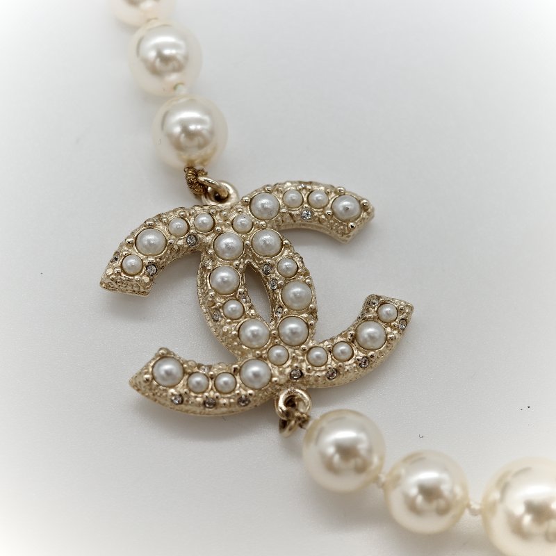 Chanel 香奈兒 珍珠 雙C 短鍊 項鍊 100週年-13