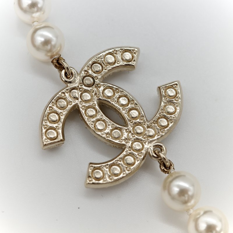 Chanel 香奈兒 珍珠 雙C 短鍊 項鍊 100週年-17