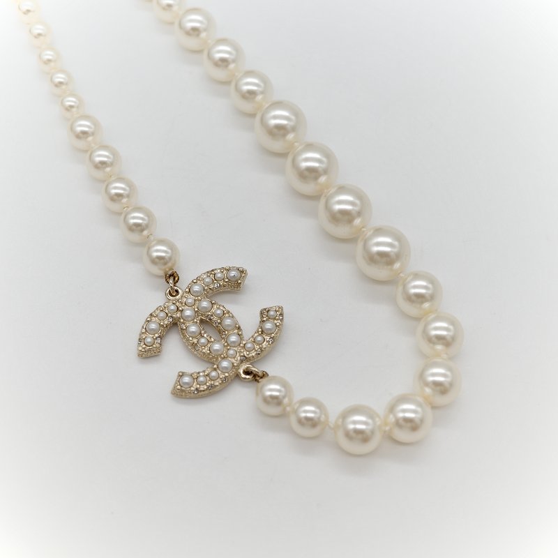 Chanel 香奈兒 珍珠 雙C 短鍊 項鍊 100週年-18