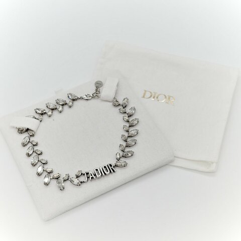 Dior 復古銀色 項鍊 Jadior 字母