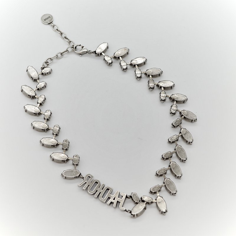 Dior 復古銀色 項鍊 Jadior 字母-11