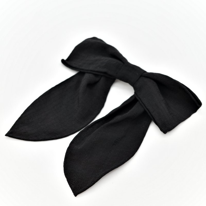 Chanel 香奈兒 絲質 黑色 蝴蝶結 髮飾-1