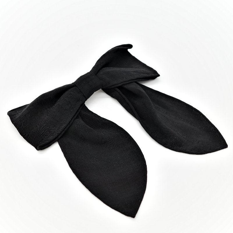 Chanel 香奈兒 絲質 黑色 蝴蝶結 髮飾-2