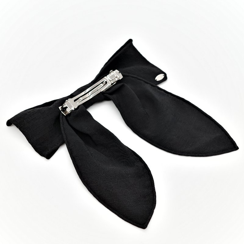 Chanel 香奈兒 絲質 黑色 蝴蝶結 髮飾-3