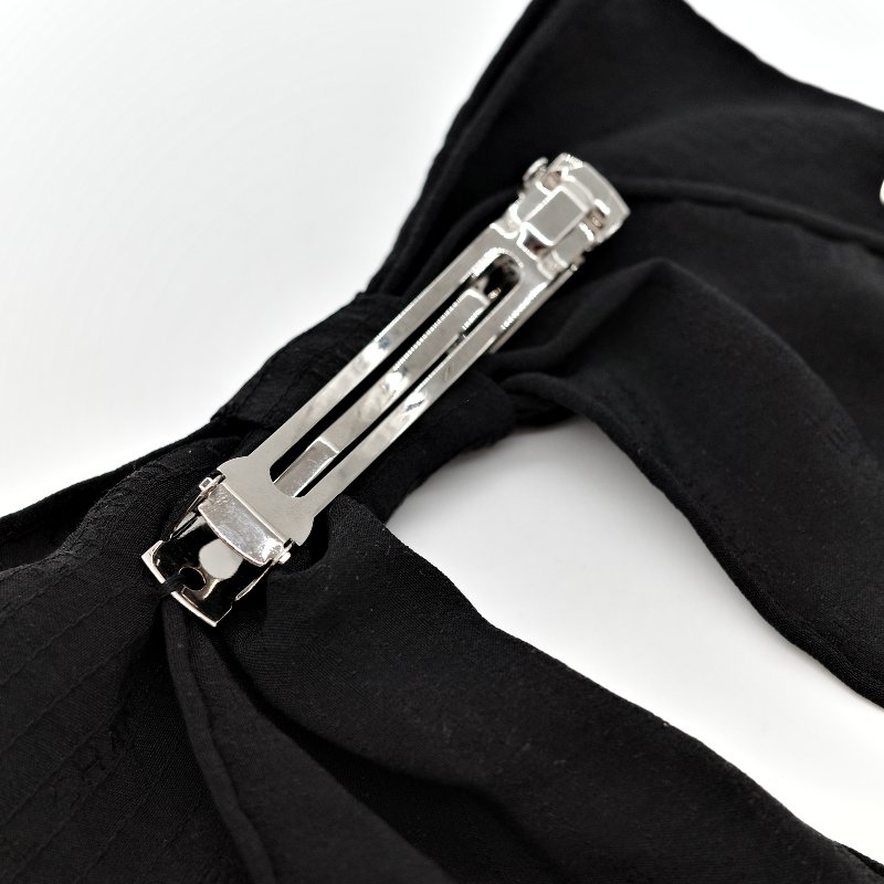 Chanel 香奈兒 絲質 黑色 蝴蝶結 髮飾-4