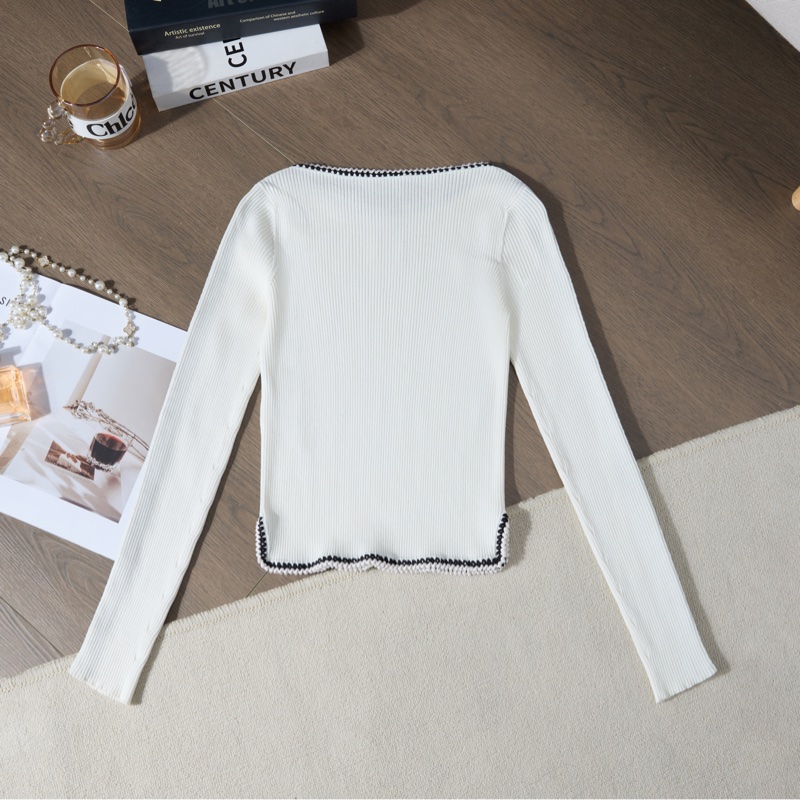 CHANEL黑白撞色針織衫-7