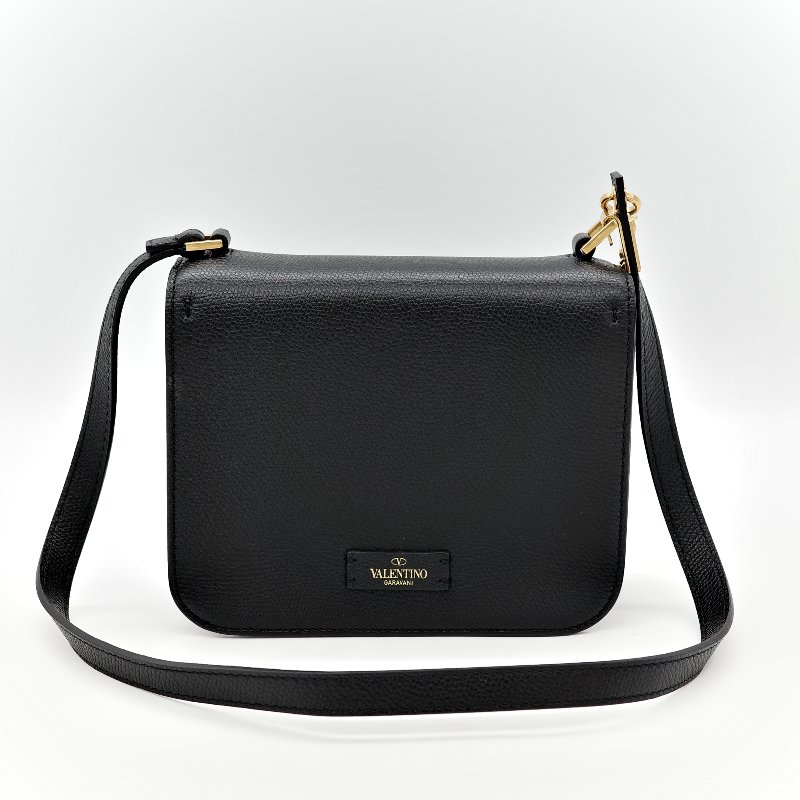 Valentino 范倫鐵諾 黑色牛皮斜挎包 豆腐包-6
