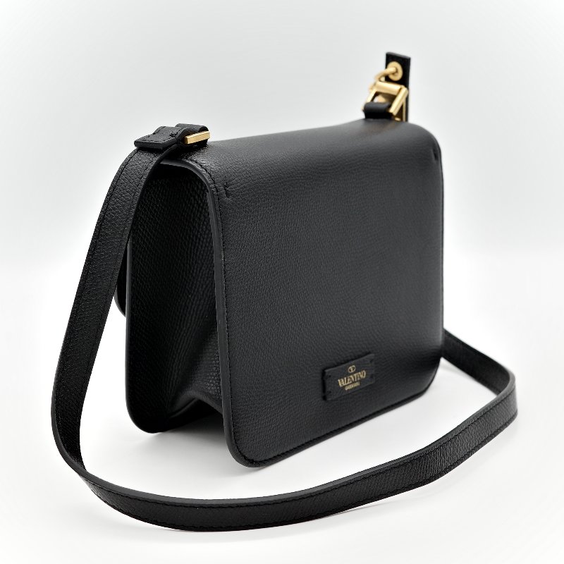 Valentino 范倫鐵諾 黑色牛皮斜挎包 豆腐包-7