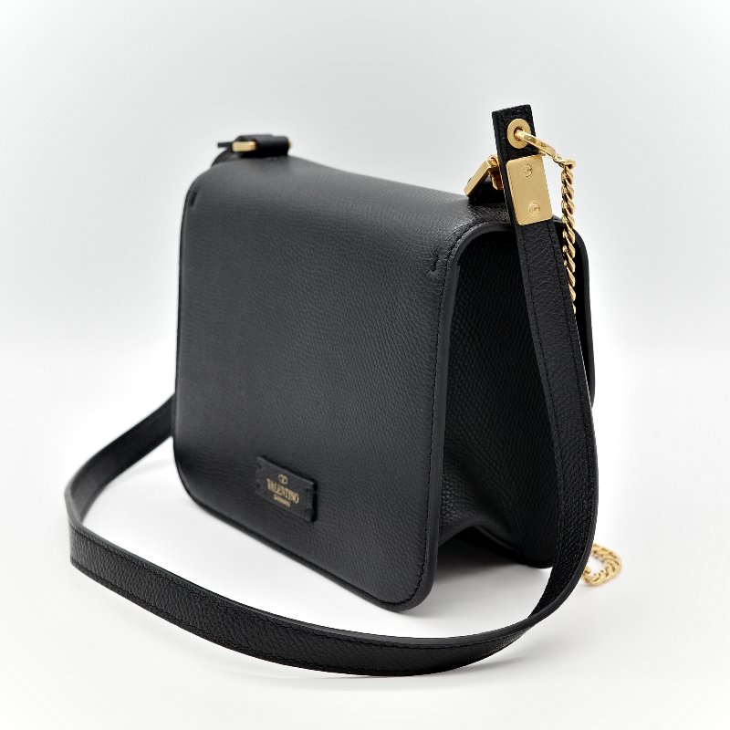 Valentino 范倫鐵諾 黑色牛皮斜挎包 豆腐包-8