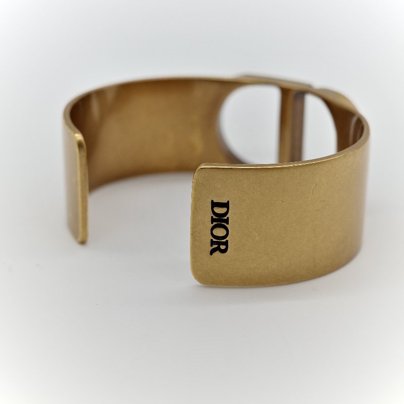 Dior 迪奧 復古 大 Logo 金色 寬板 手鐲-3