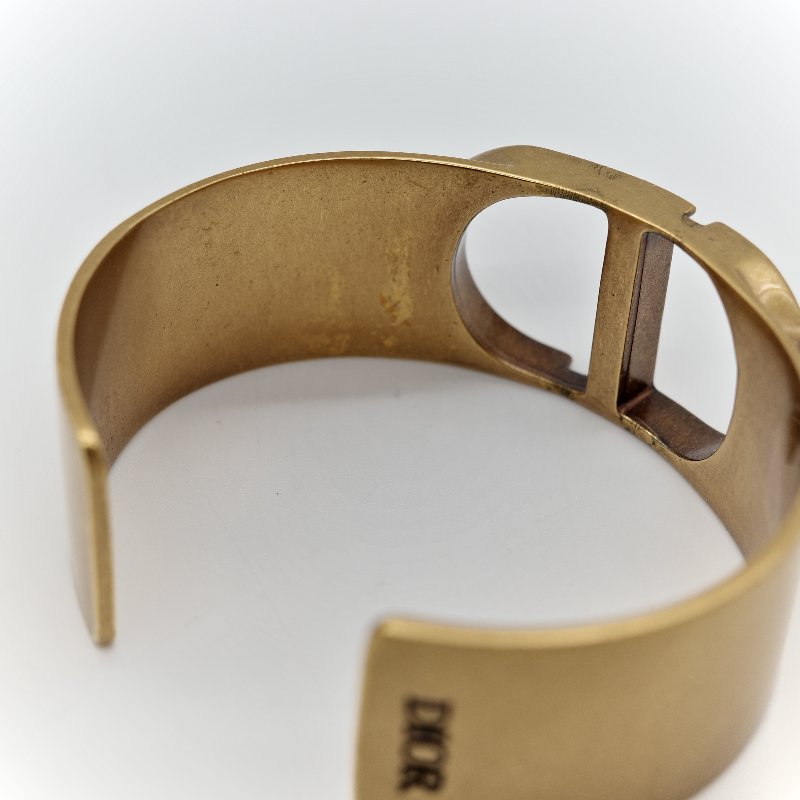 Dior 迪奧 復古 大 Logo 金色 寬板 手鐲-4