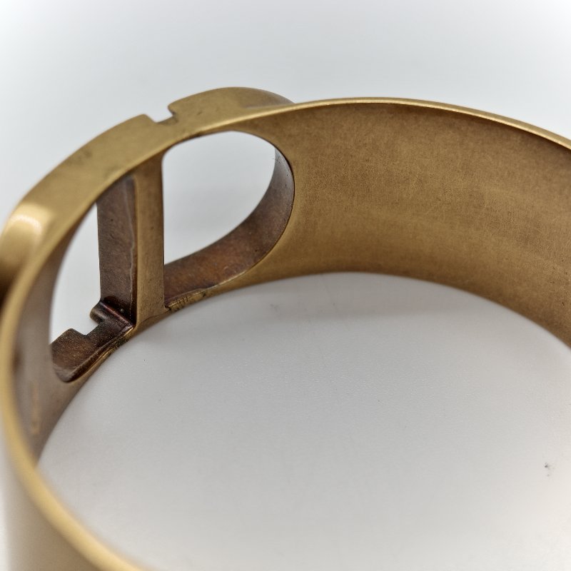Dior 迪奧 復古 大 Logo 金色 寬板 手鐲-5