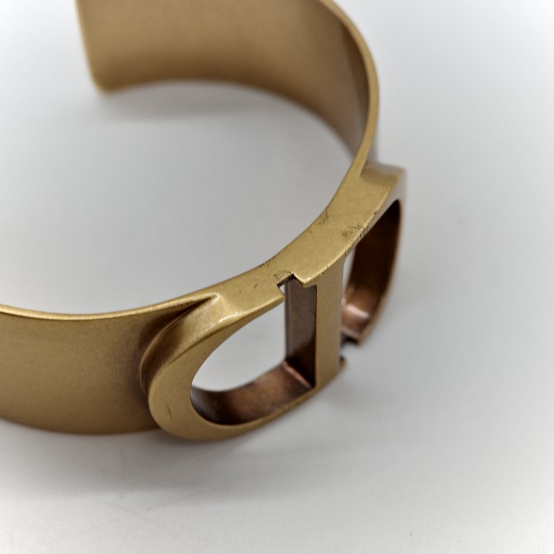 Dior 迪奧 復古 大 Logo 金色 寬板 手鐲-6