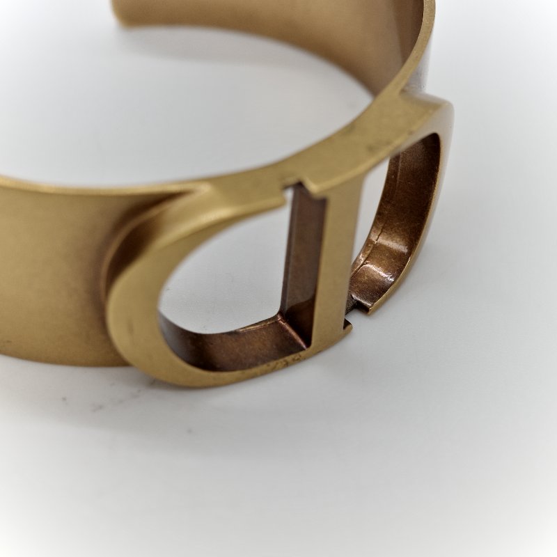 Dior 迪奧 復古 大 Logo 金色 寬板 手鐲-7