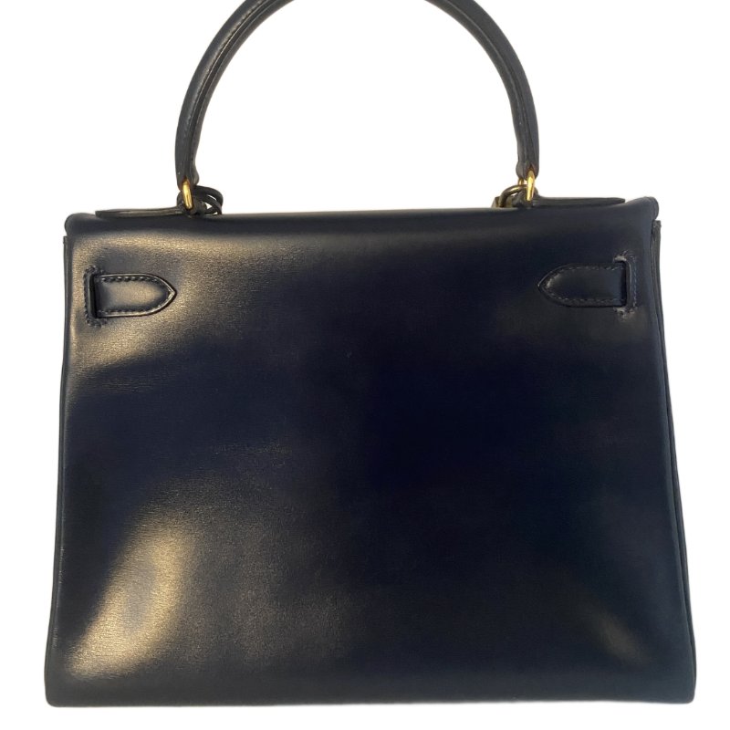 愛馬仕 Hermes Kelly 28 皮 午夜藍 深藍色 內縫 凱莉包 手提包 肩背包 金扣 GHW 中古-2