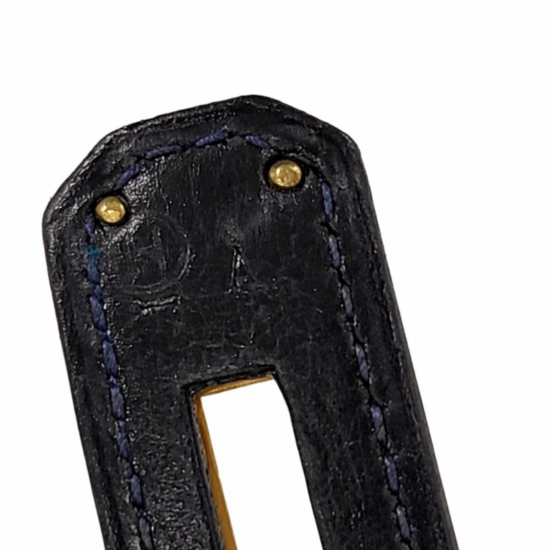 愛馬仕 Hermes Kelly 28 皮 午夜藍 深藍色 內縫 凱莉包 手提包 肩背包 金扣 GHW 中古-6