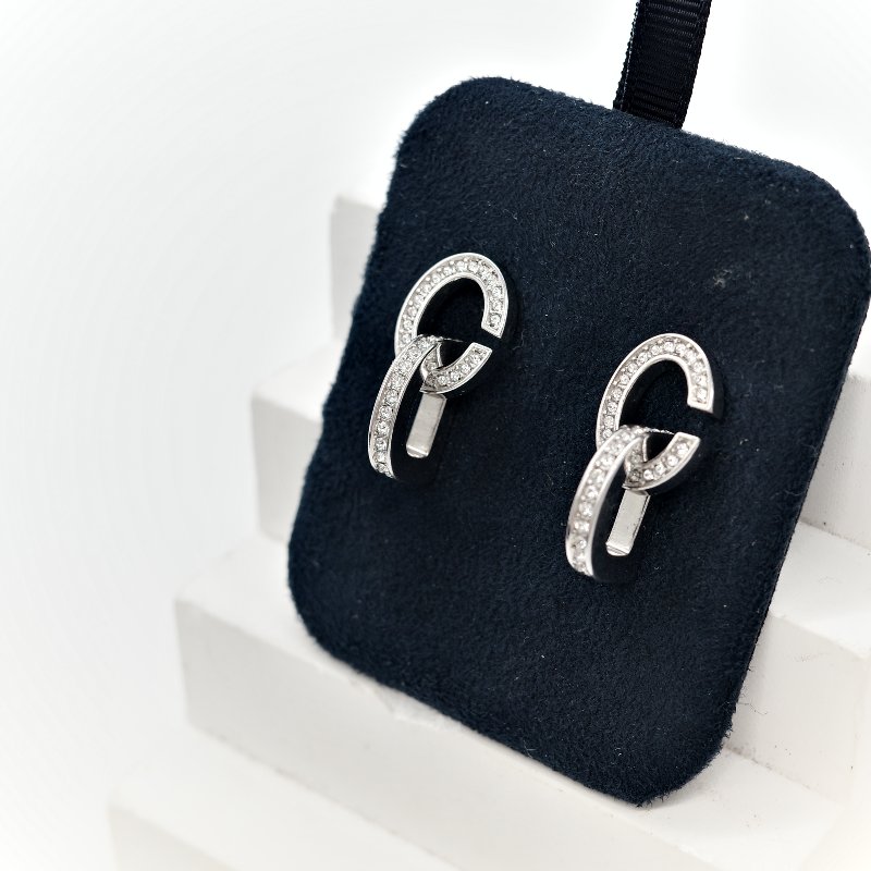 Dior 迪奧 CD LOCK 水鑽耳環 耳針-2