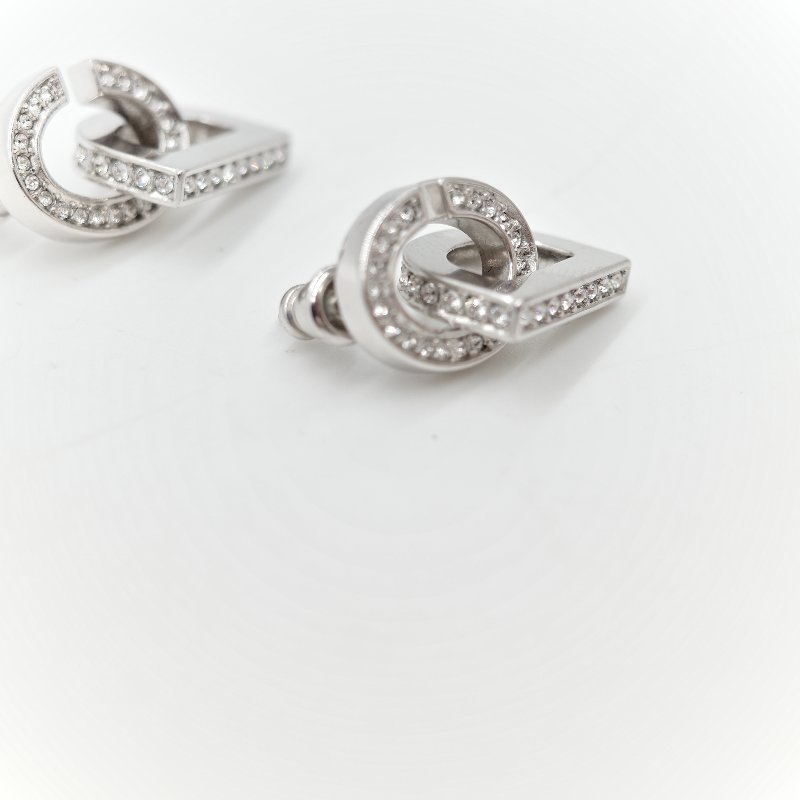 Dior 迪奧 CD LOCK 水鑽耳環 耳針-8