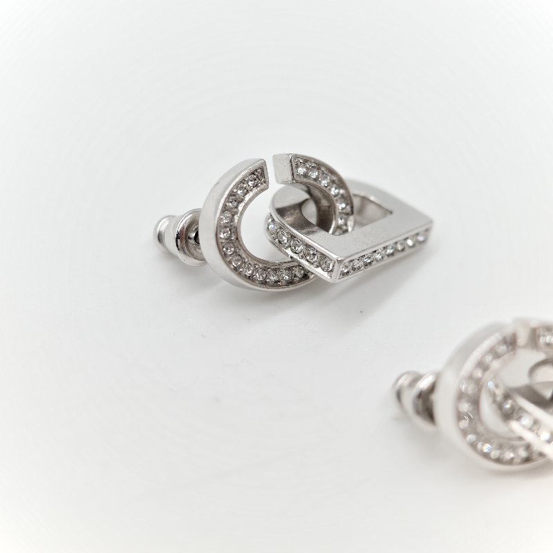 Dior 迪奧 CD LOCK 水鑽耳環 耳針-10