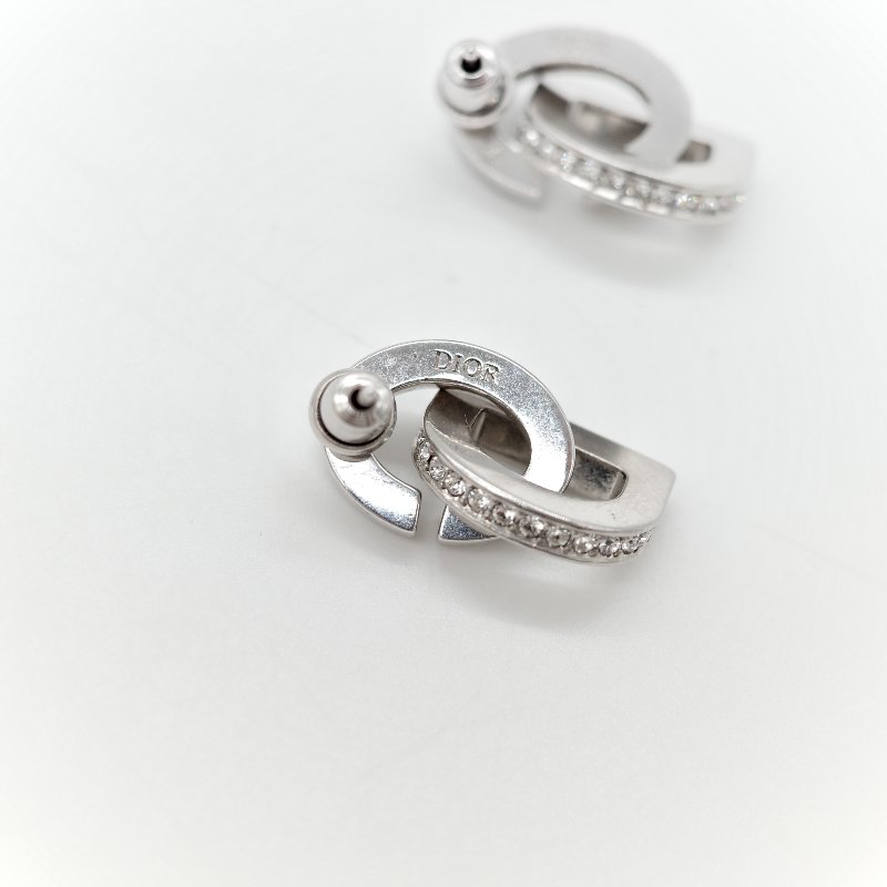 Dior 迪奧 CD LOCK 水鑽耳環 耳針-11