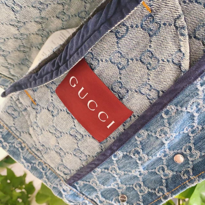 GUCCI logo提花短袖牛仔襯衫42碼-2