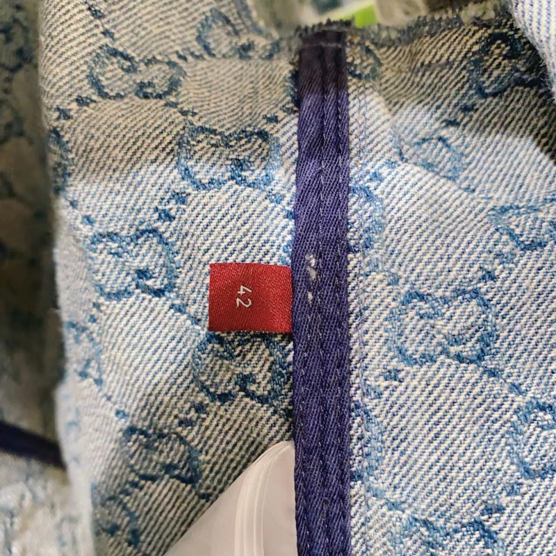 GUCCI logo提花短袖牛仔襯衫42碼-3