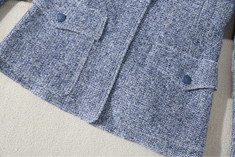 CHANEL藍灰色粗花呢西裝-2