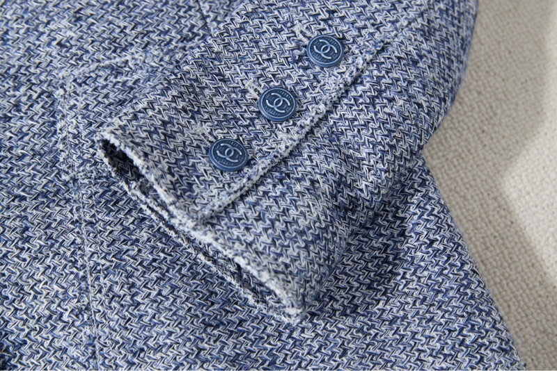 CHANEL藍灰色粗花呢西裝-4