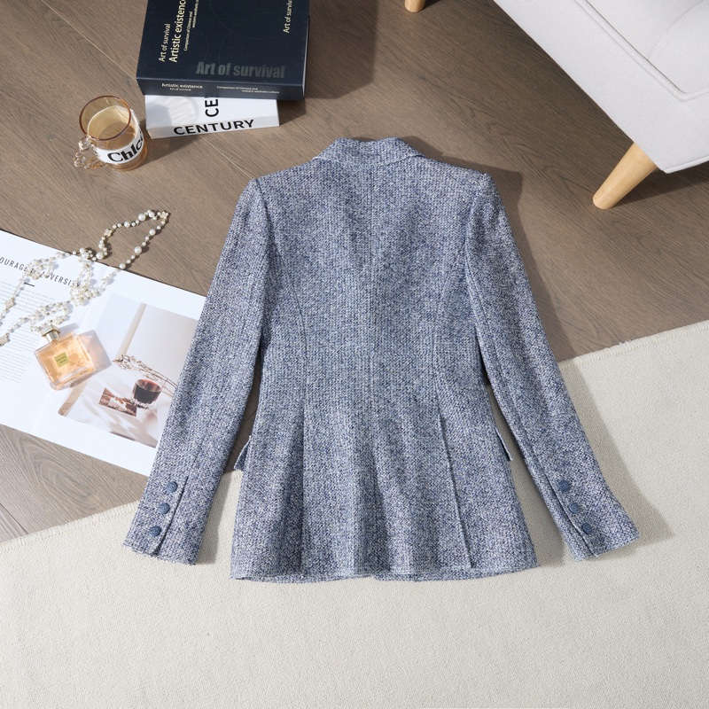 CHANEL藍灰色粗花呢西裝-6