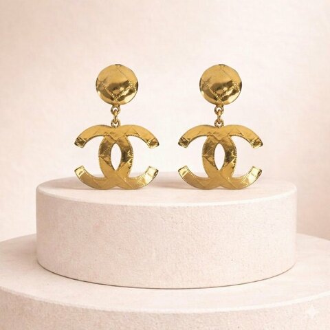 香奈兒 Chanel CC Clip-On Earrings 金色 鍍金 復古耳環 94P 中古