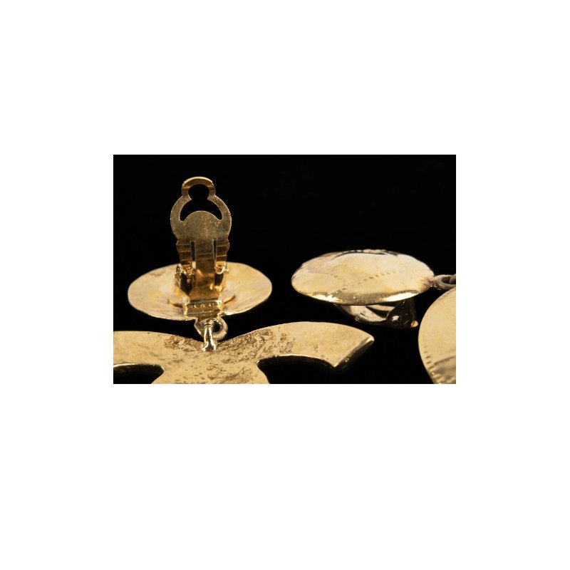 香奈兒 Chanel CC Clip-On Earrings 金色 鍍金 復古耳環 94P 中古-4