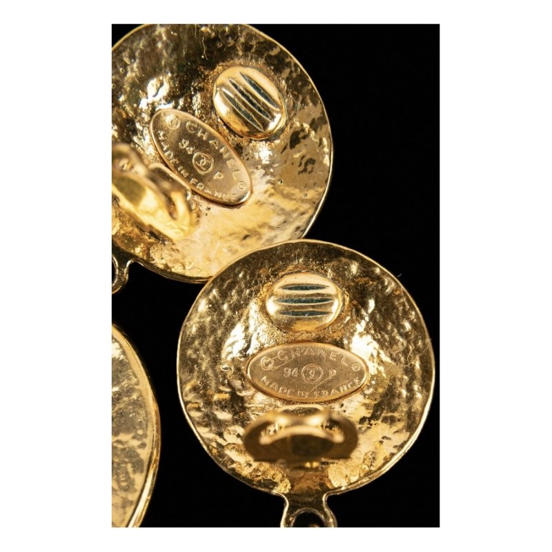 香奈兒 Chanel CC Clip-On Earrings 金色 鍍金 復古耳環 94P 中古-5