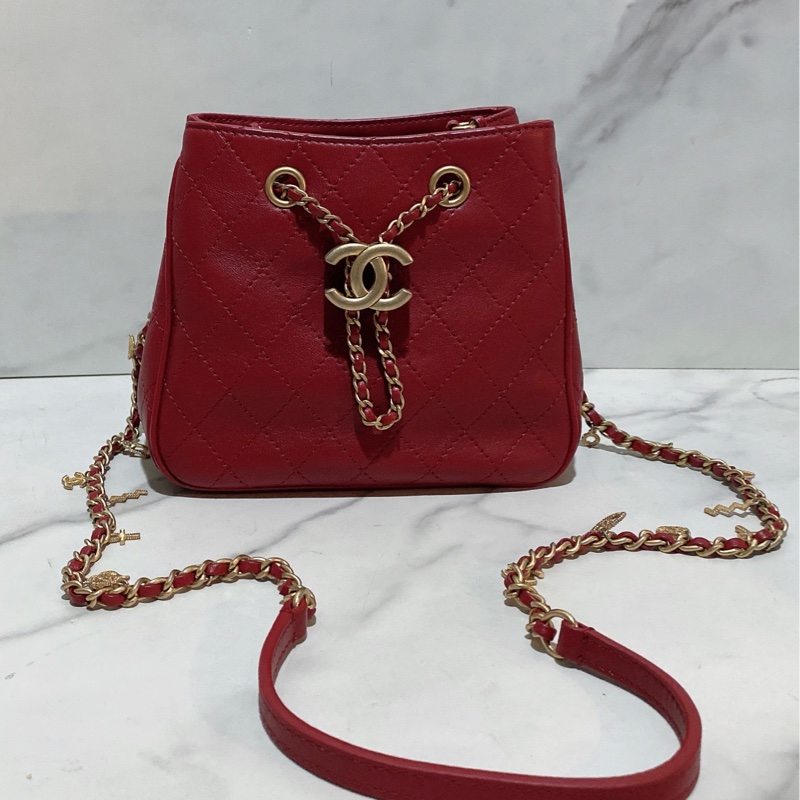 Chanel 埃及系列紅色水桶包-5