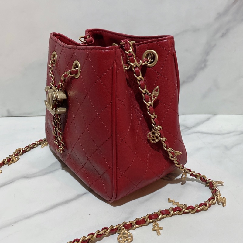 Chanel 埃及系列紅色水桶包-6