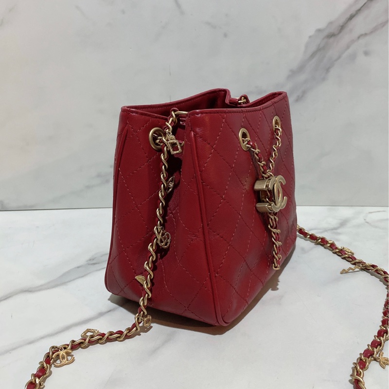 Chanel 埃及系列紅色水桶包-7