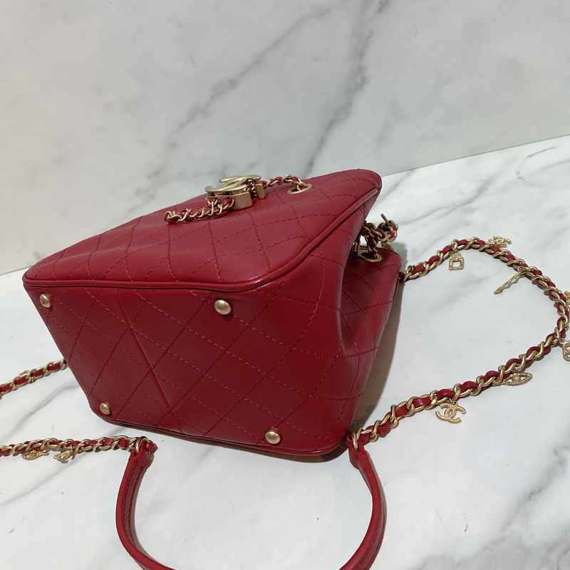 Chanel 埃及系列紅色水桶包-10