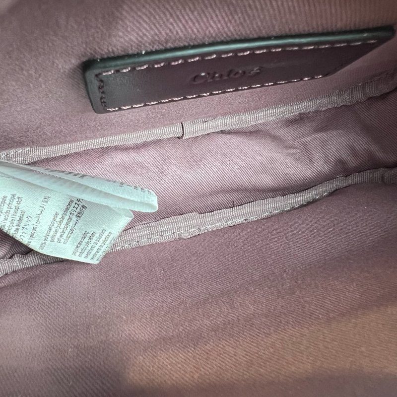 全新品 CHLOE  藕紫經典LOGO白字相機包-5