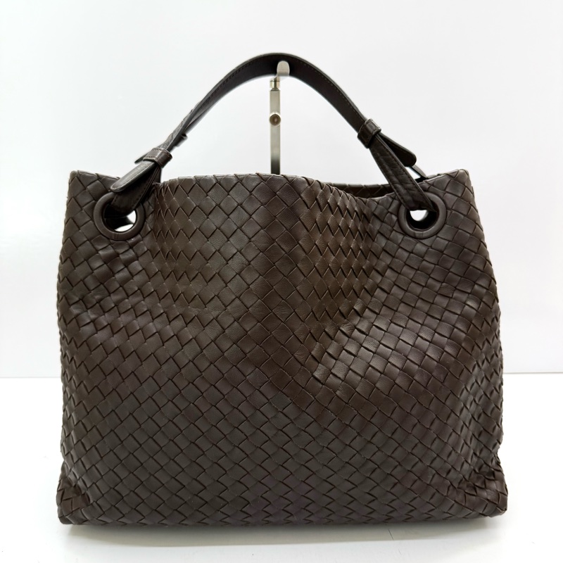 BOTTEGA VENETA 寶格麗 棕色編織皮革INTRECCIATO手提包-0