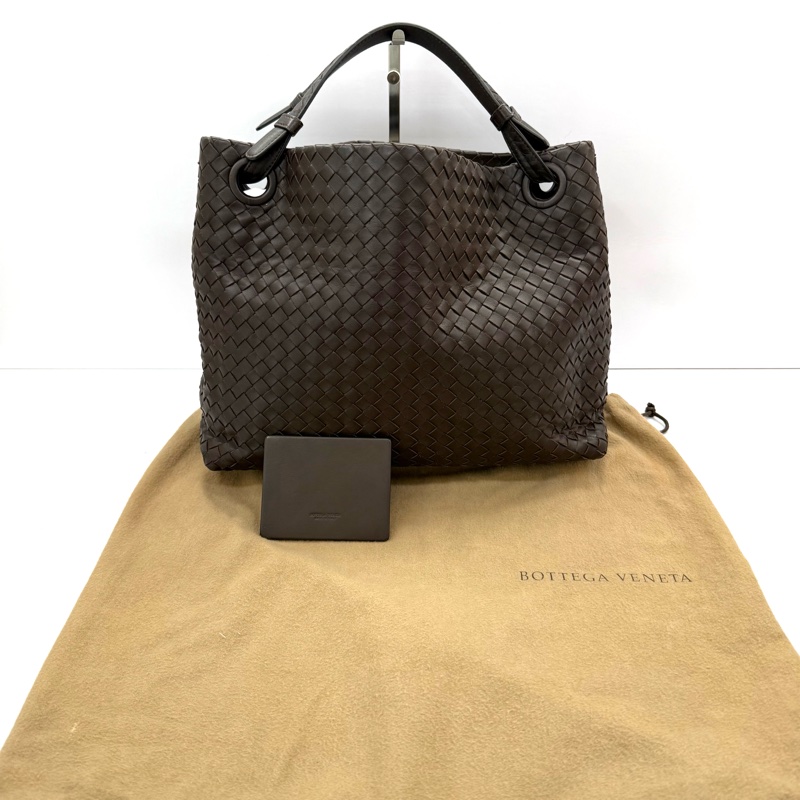 BOTTEGA VENETA 寶格麗 棕色編織皮革INTRECCIATO手提包-2