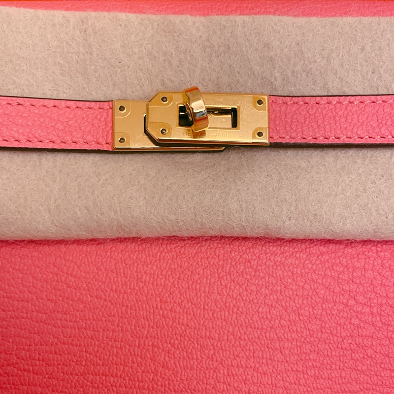 絕美收藏款山羊皮全新✨ HERMES 愛馬仕 金釦KELLY WALLET U5 唇膏粉長夾-4