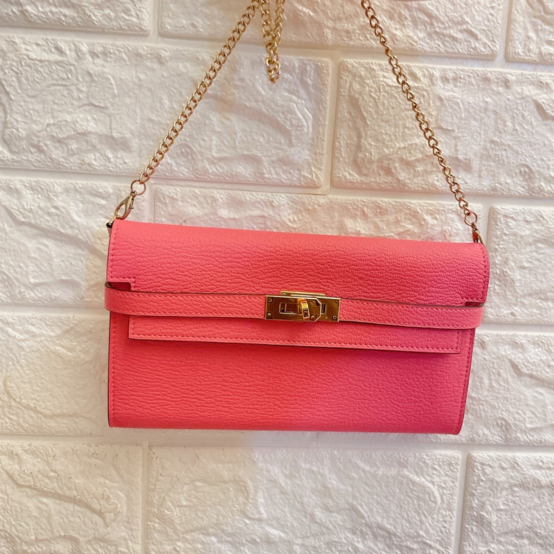 絕美收藏款山羊皮全新✨ HERMES 愛馬仕 金釦KELLY WALLET U5 唇膏粉長夾-9