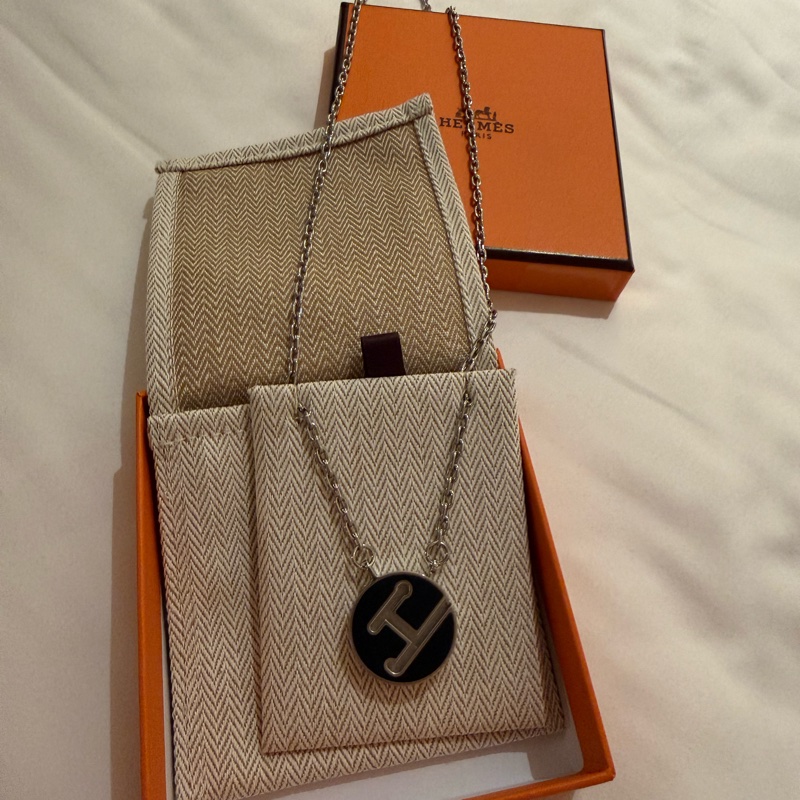 💖Hermes 男士 圓形 H 項鍊💖 全新全配-1
