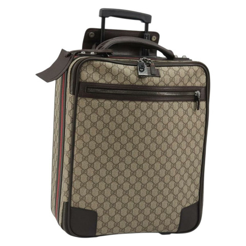 GUCCI GG Supreme Web Sherry Line 手提包 PVC 米色 銀色 131170 正品 167187A