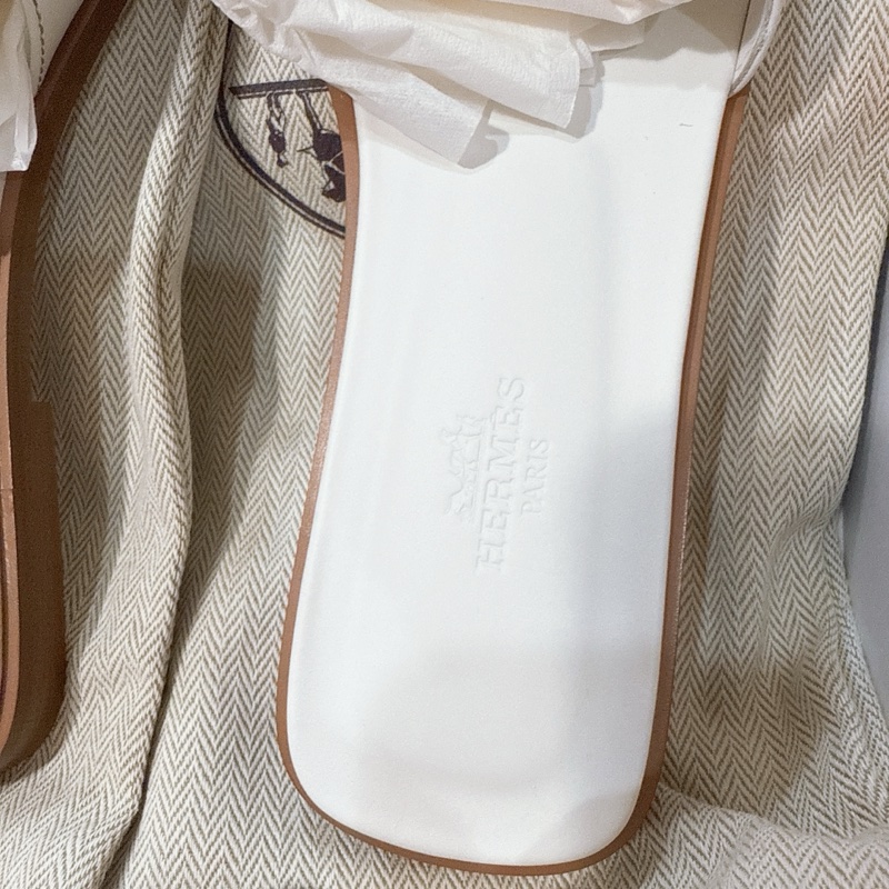 💖Hermes Oran H 拖鞋 白色 38.5號💖 全新全配 夏天必備-1