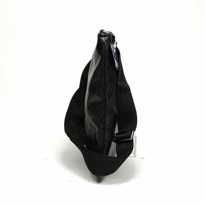 GUCCI 黑色PVC銀扣水晶皮斜挎包肩背包-1