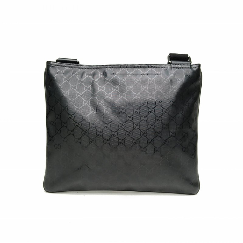 GUCCI 黑色PVC銀扣水晶皮斜挎包肩背包-2