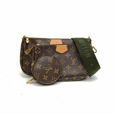 LOUIS VUITTON MultiPochetteAccessoires五合一綠肩帶老花PVC2020肩背包