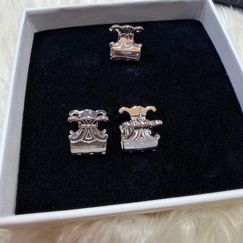 Celine triomphe 凱旋門銀色迷你小髮夾小抓夾-2