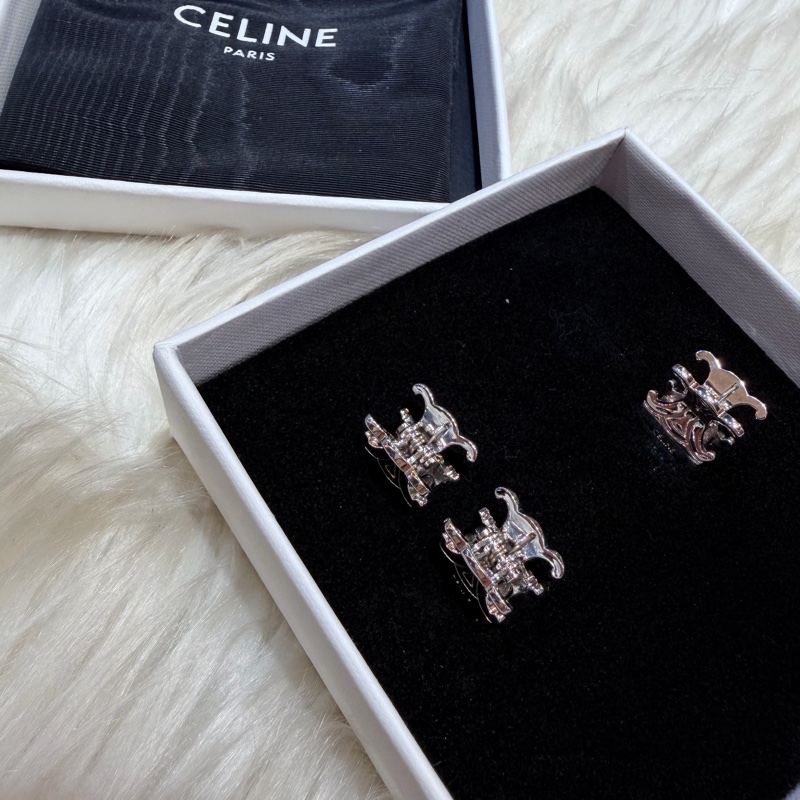 Celine triomphe 凱旋門銀色迷你小髮夾小抓夾-3