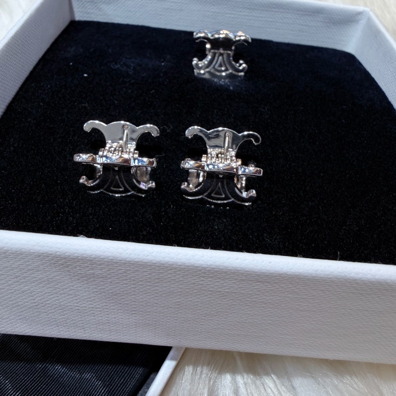 Celine triomphe 凱旋門銀色迷你小髮夾小抓夾-4